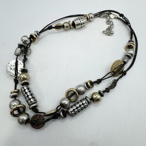 Chico’s Mixed Metal Gold Silver Bohemian Chunky Beaded Long Necklace 30”